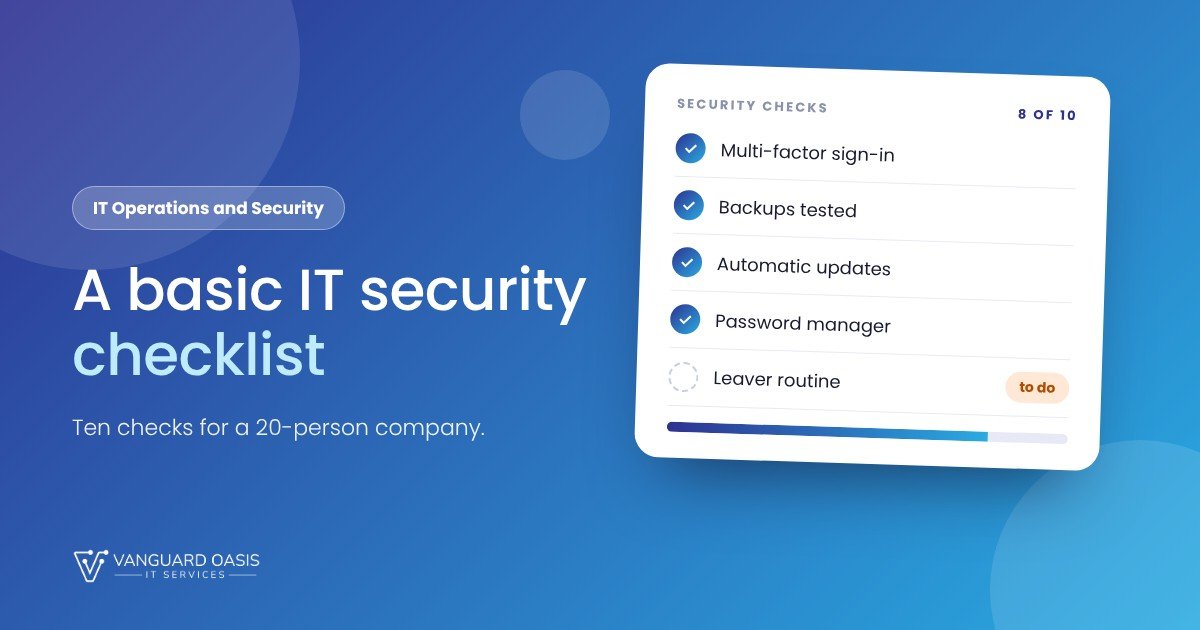 Basic IT Security Checklist Basic IT Security Checklist